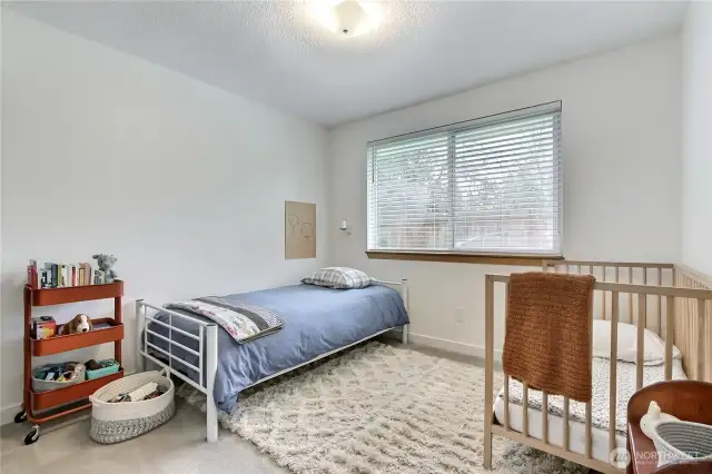 Bedroom 4 – Bright & flexible and freshly painted with plush new carpet and bright white baseboards, this fourth bedroom is perfect for guests, hobbies, or a dedicated study zone. The built-in closet shelving offers added functionality, while the neutral tones make it easy to personalize and enjoy.