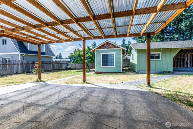 View to carport from the patio