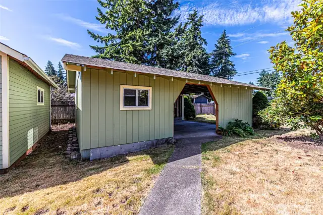 View to carport from the patio