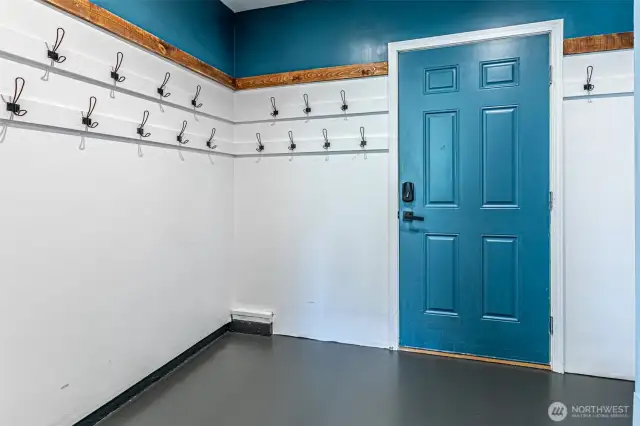 View into mud room access from family room.