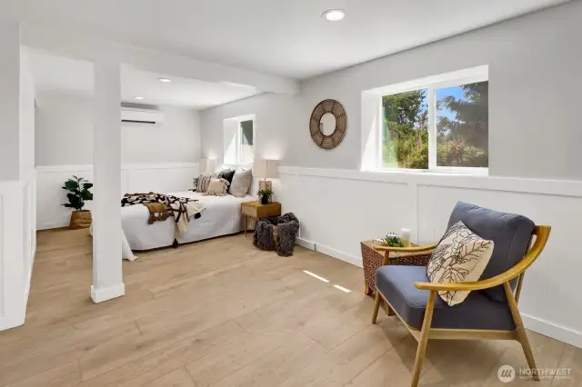 The lower level has been completely finished and updated with LVP flooring, and a ductless mini split for heat and cooling. The primary suite is huge!