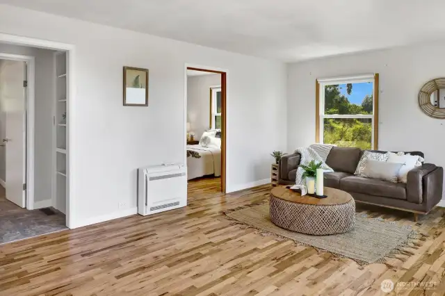 Note the ductless mini-split for efficient heating and cooling