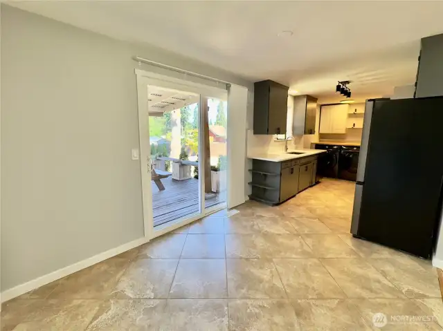 Eating space opens up onto covered deck