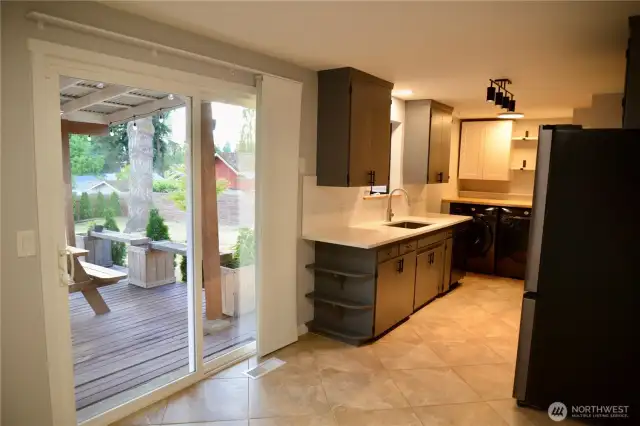 Panel track blinds installed on sliding door