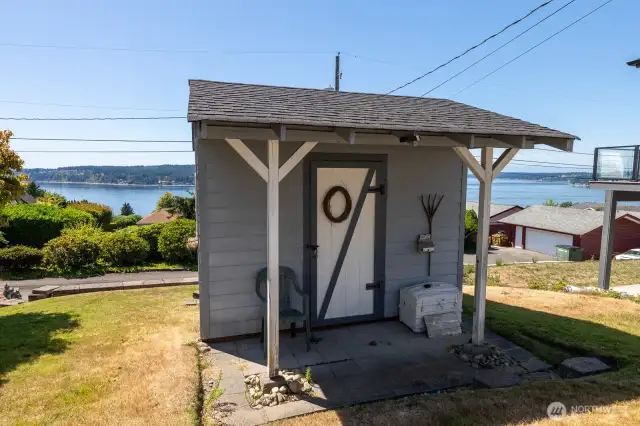 STORAGE SHED IN BACKYARD