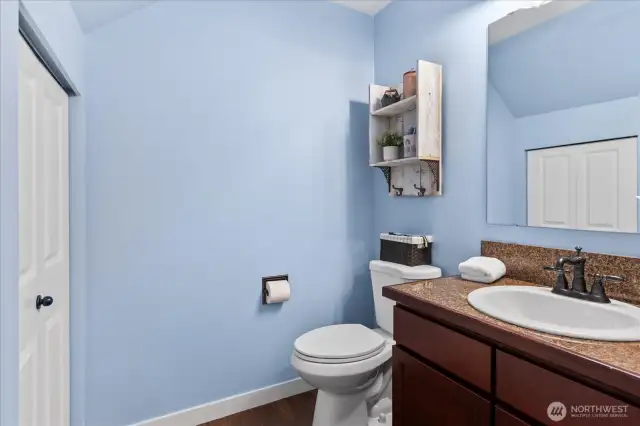 Downstairs bathroom with large storage closet