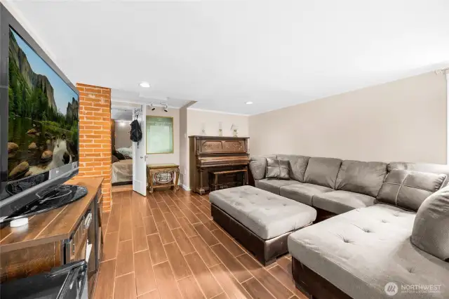 The lower level family room.