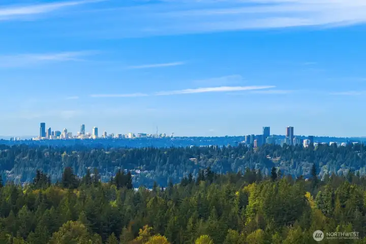 View from Rooftop Clubhouse Deck- Downtown Seattle & Bellevue