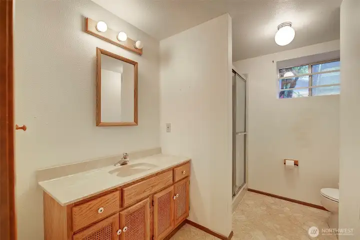 3/4 bath downstairs.