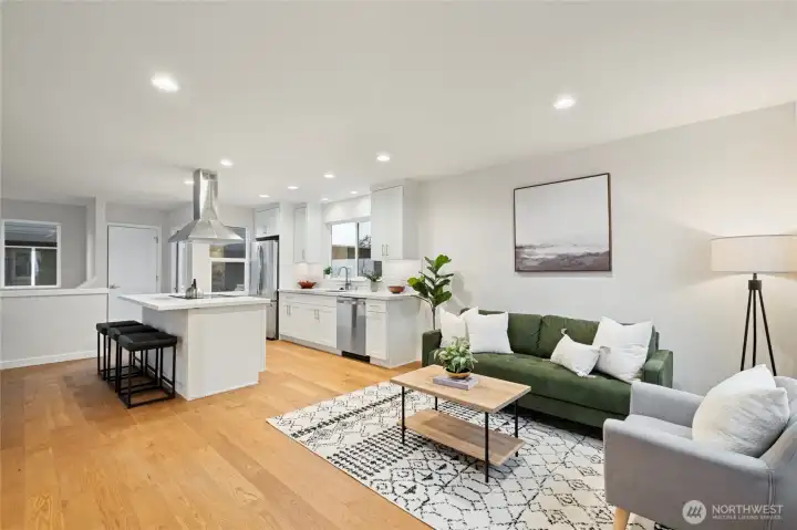 You'll find engineered hardwoods throughout, mini-splits that provide heat and AC, and thoughtful fixtures.