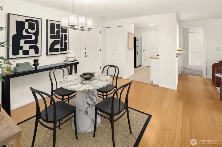 Defined yet open — a comfortable spot that feels connected without feeling crowded.