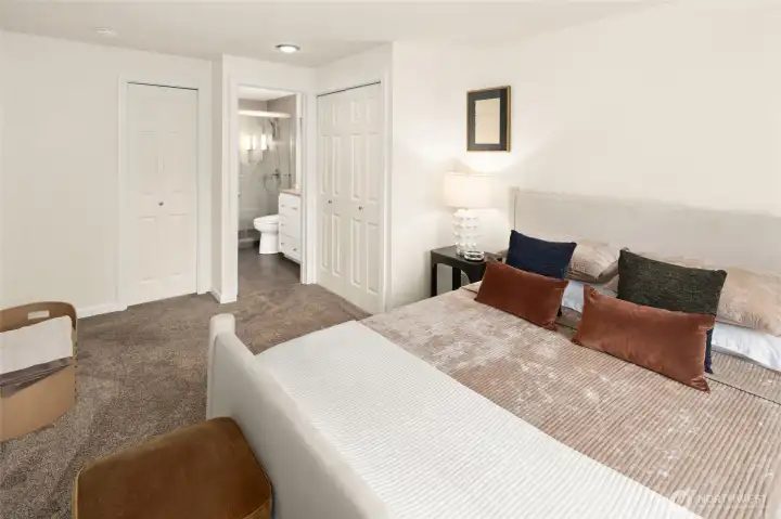Spacious primary suite with generous closets and that always-appreciated private bath.