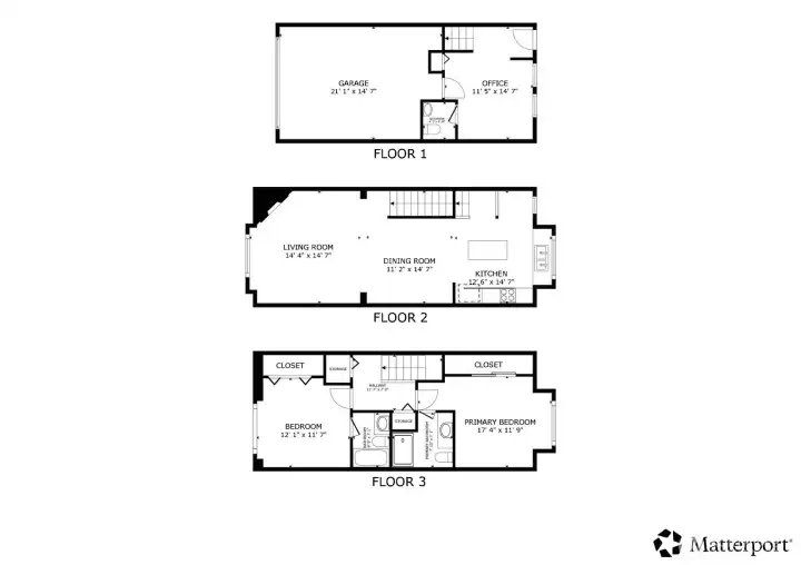 2D Floorplan of three levels.