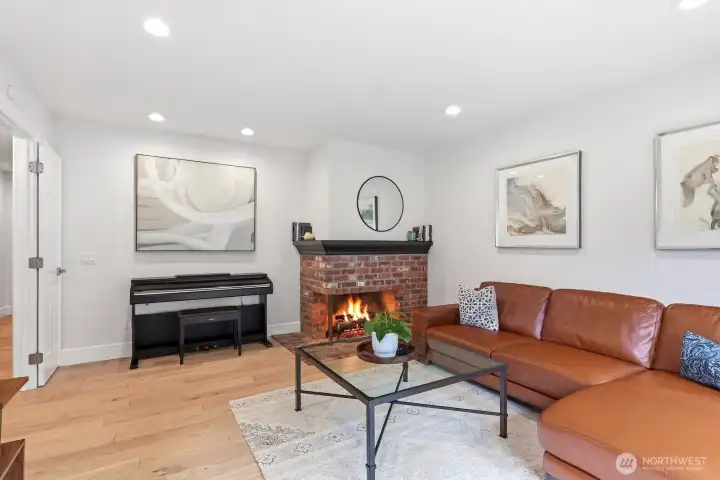 Front Living Room with Gas Fireplace.