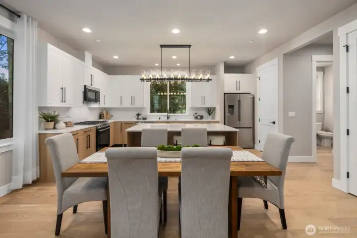 Beautifully curated designer lighting featured throughout the home.