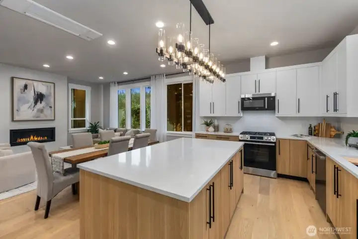 Expansive kitchen island.