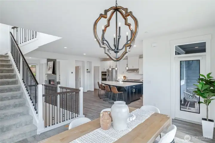 Lovely flowing layout balances separate spaces but all open to one another. Let's go upstairs!