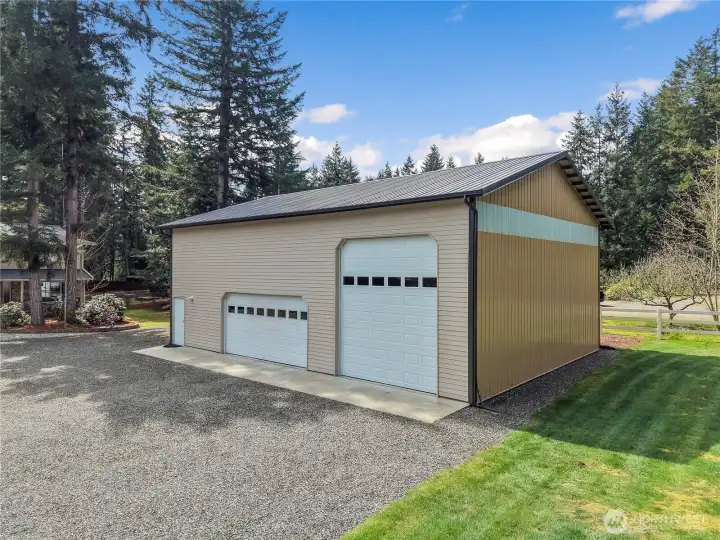36' deep x 48' long this amazing pole barn awaits! Insulated, power, water (no septic), & reinforced concrete for potential car lift