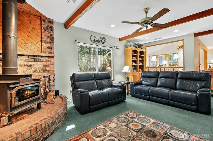 Family room is quiet and private over looking back yard.