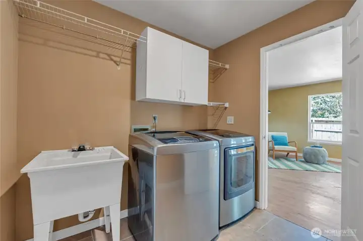 Laundry room with garage access and off great room.