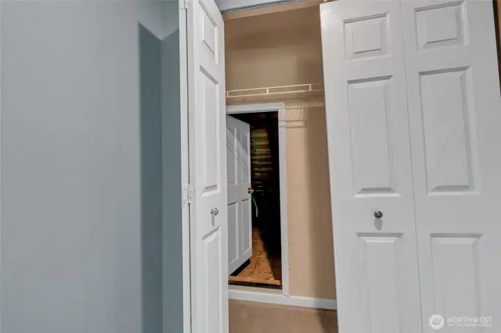 Attic access and storage space.