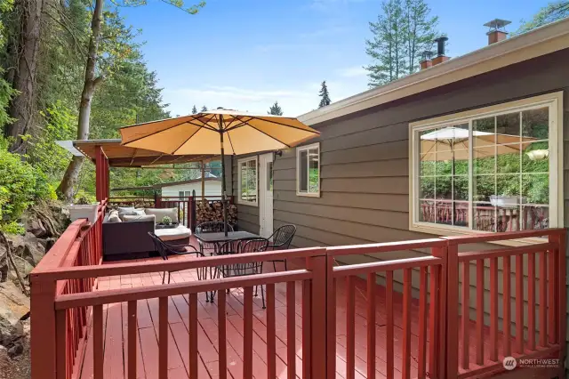 Enjoy covered and uncovered deck entertaining space.