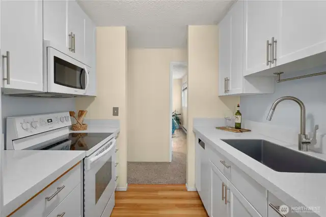 Follow the kitchen to the bright bedrooms and bathrooms!