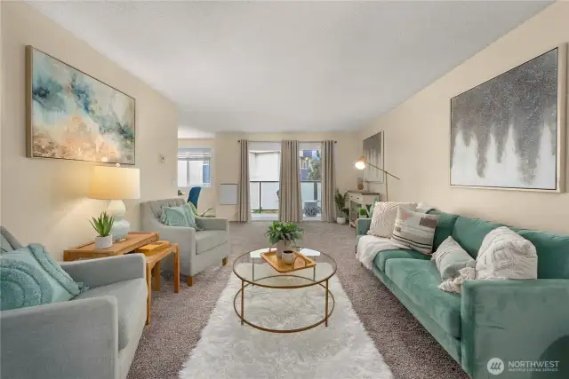 Living has access to the private patio and dining!