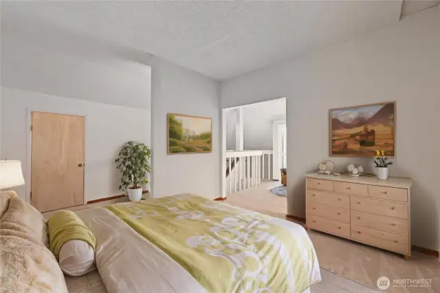 Loft open bedroom virtually staged