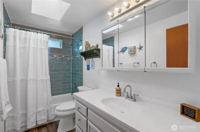 Remodeled guest bath gorgeous tile shower