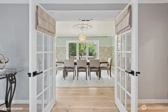 French Doors from entry to Formal Dining Room.