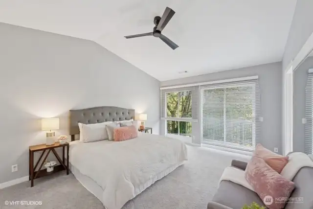 Primary with vaulted ceilings, Juliette balcony to watch the sunsets.