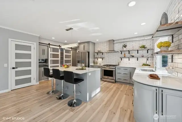 Chef's dream kitchen! Totally remodeled. Pantry with barn doors.