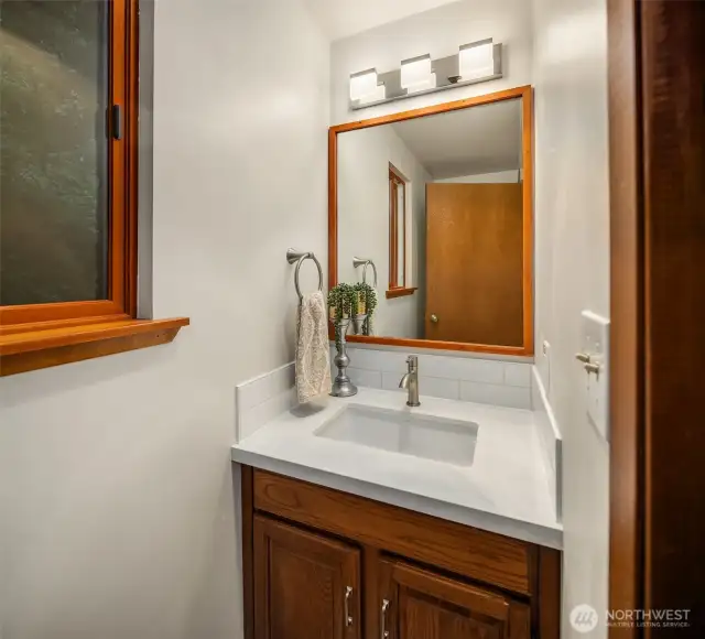 New countertop and paint from the main level powder room