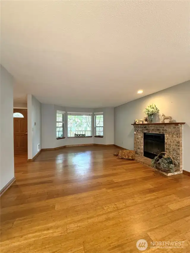 Wood burning fireplace in the living room