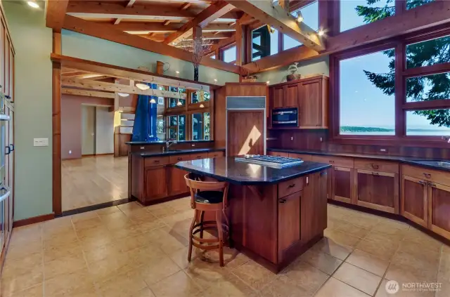 Kitchen is center of home with dining area to the north and great room to the south