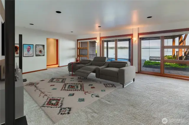 virtually staged flex space on lower level
