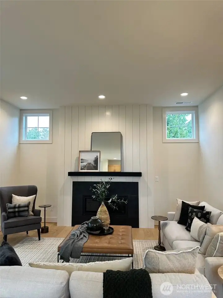 Great room with designer fireplace