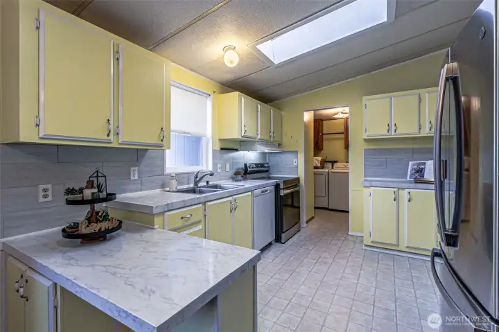 Kitchen with skylight