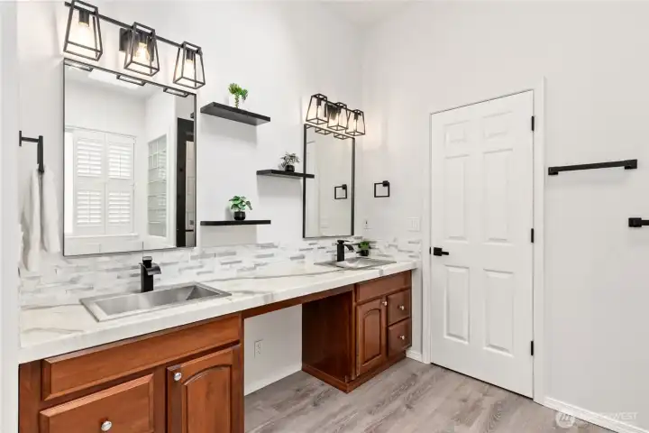 Primary bathroom dual vanity