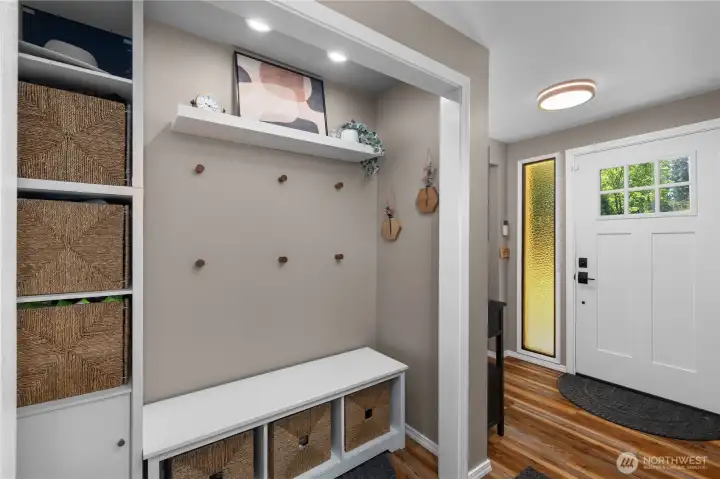 Beautifully built out drop zone with additional storage.