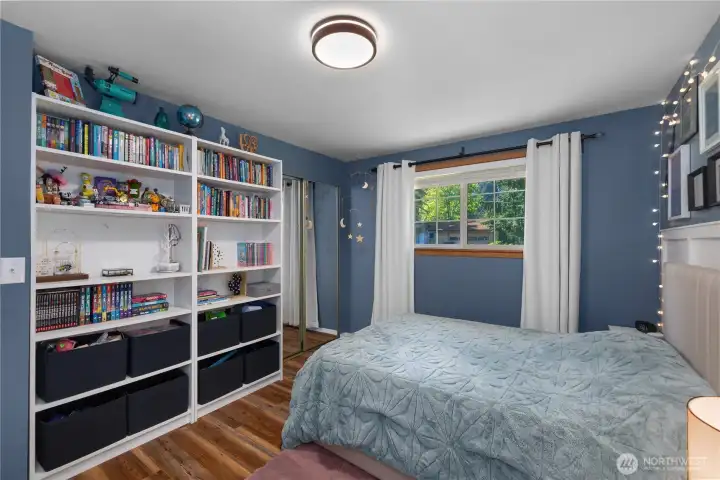 Alternate view of room and built in storage.