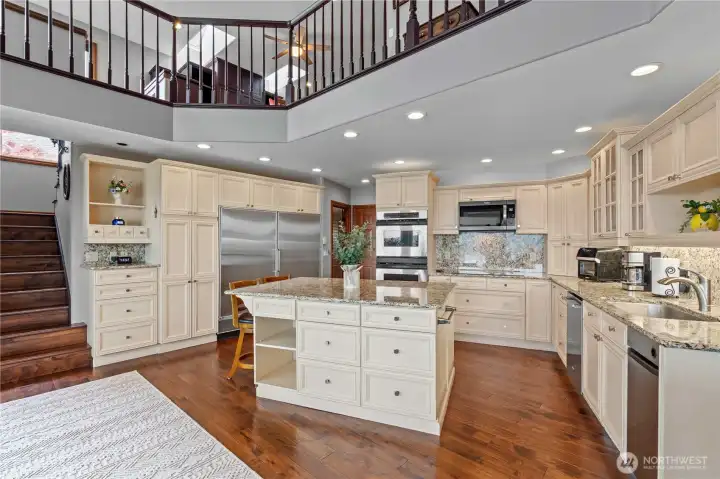 Nice, open kitchen, stairs on left to upper level
