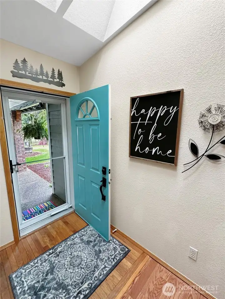 The sky-lighted front entry with wood floor offers easy access to the formal rooms, kitchen/family areas and bedrooms. The sky-lighted front entry with wood floor offers easy access to the formal rooms, kitchen/family areas and bedrooms.