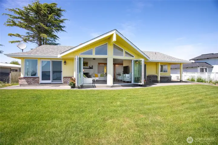 View from Birch Bay side with elegant bifold sliding doors open View from Birch Bay side with elegant bifold sliding doors open