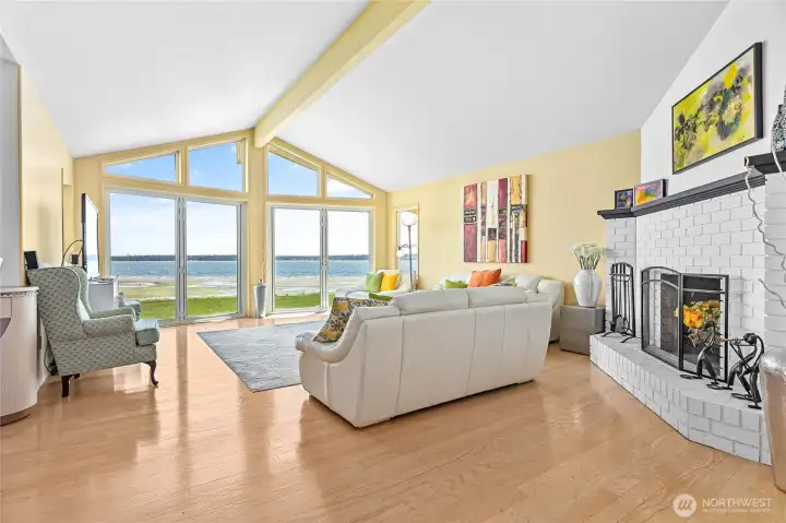 Living room with wood fire place Living room with wood fire place