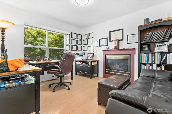 Office with gas fireplace Office with gas fireplace