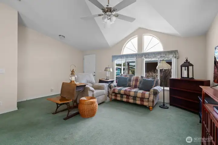 Open & bright with vaulted ceilings & large windows