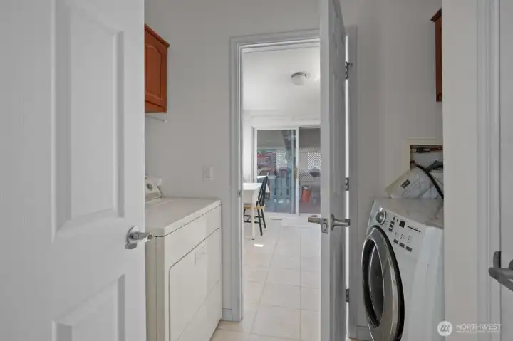 View to laundry & kitchen eat in area