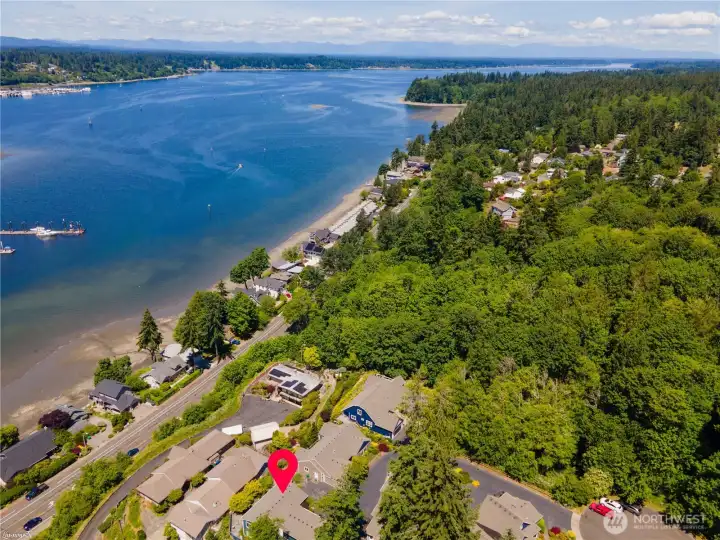 Over head shot of Pear Court Condominiums, total of only 11 Cond's unit with private drive.